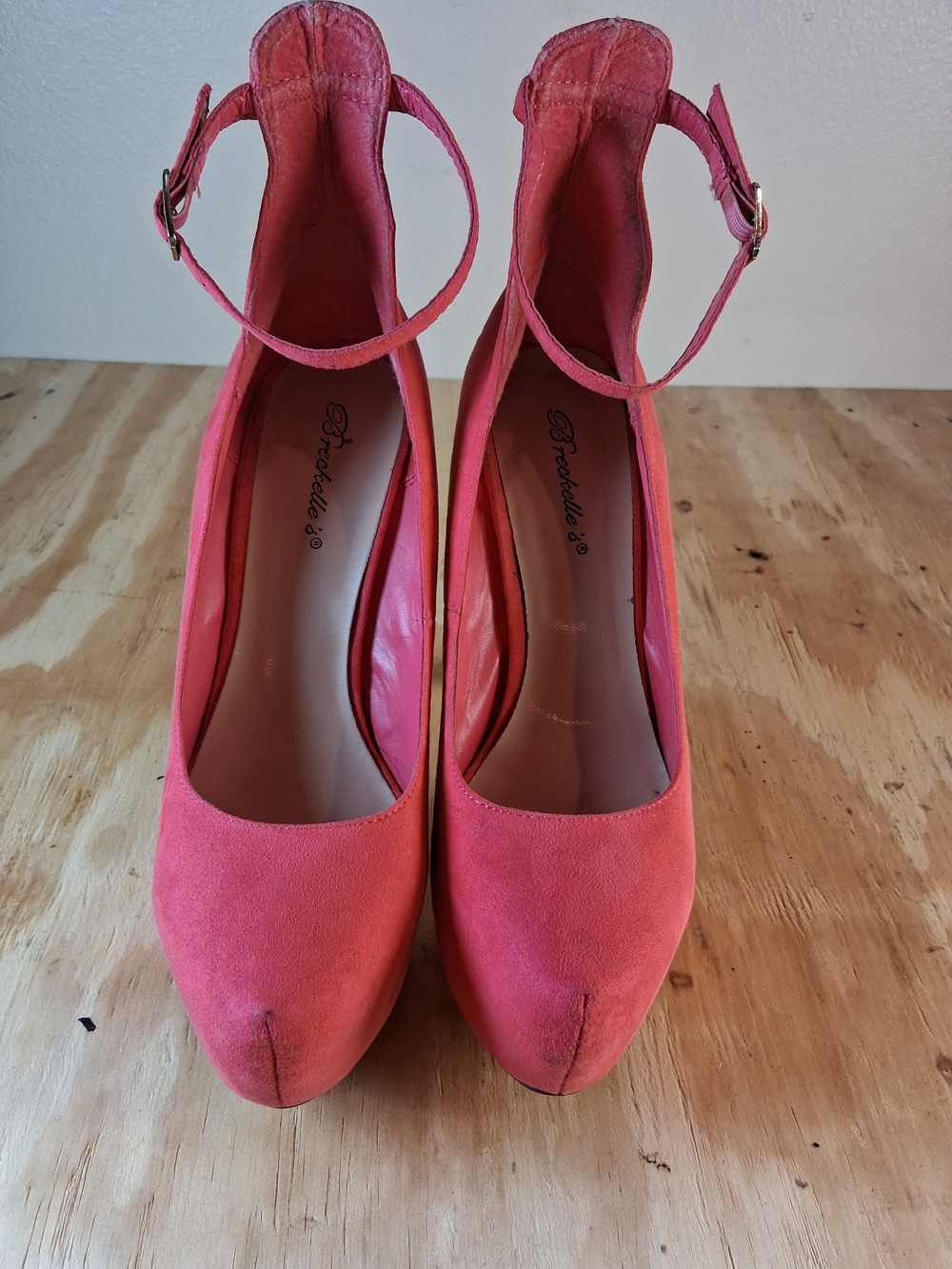 Breckelles Coral Suede Ankle-Strap Platform Heels